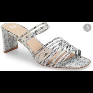 BP Brittany Strappy Slide Sandal, sz 6, lt blue snake